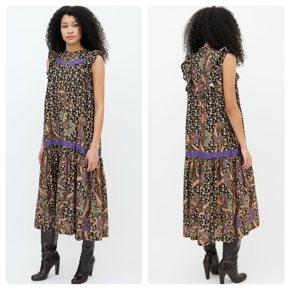 Warm Black Multi Floral Print Maxi Dress (17)